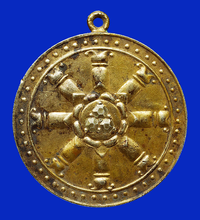 เหรียญธรรมจักรพระพุทธ25ศตวรรษ เนื้อเงินกระหลั่ยทอง 