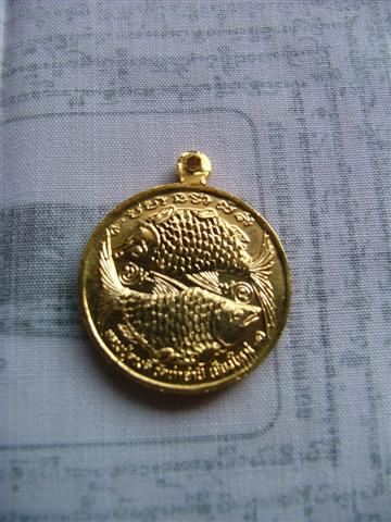 เหรียญปลาตะเพียน(กะไหล่ทอง) ครูบาดวงดี  วัดท่าจำปี จ.เชียงใหม่ กะไหล่เงิน