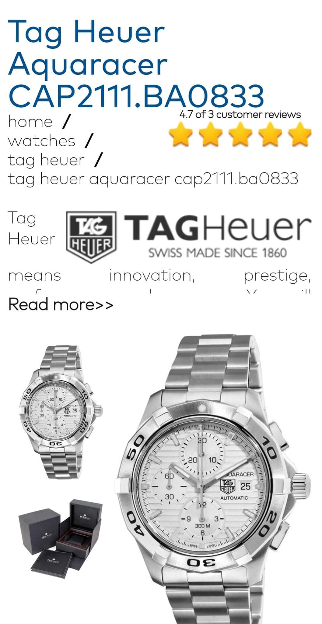 นาฬิกา​ Tag  Heuer  Aquaracer