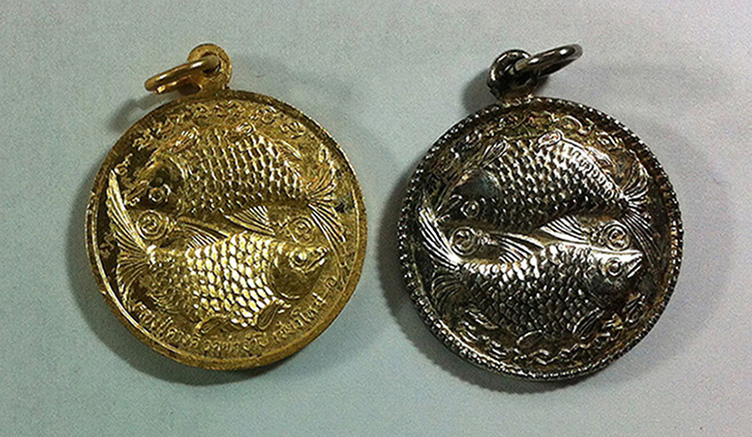 เหรียญปลาเงิน ปลาทองครูบาดวงดี สวยๆ