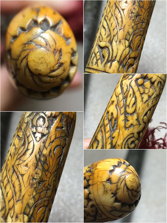 มีดหลูบเงินล้านนาด้ามงาแกะลายไทย