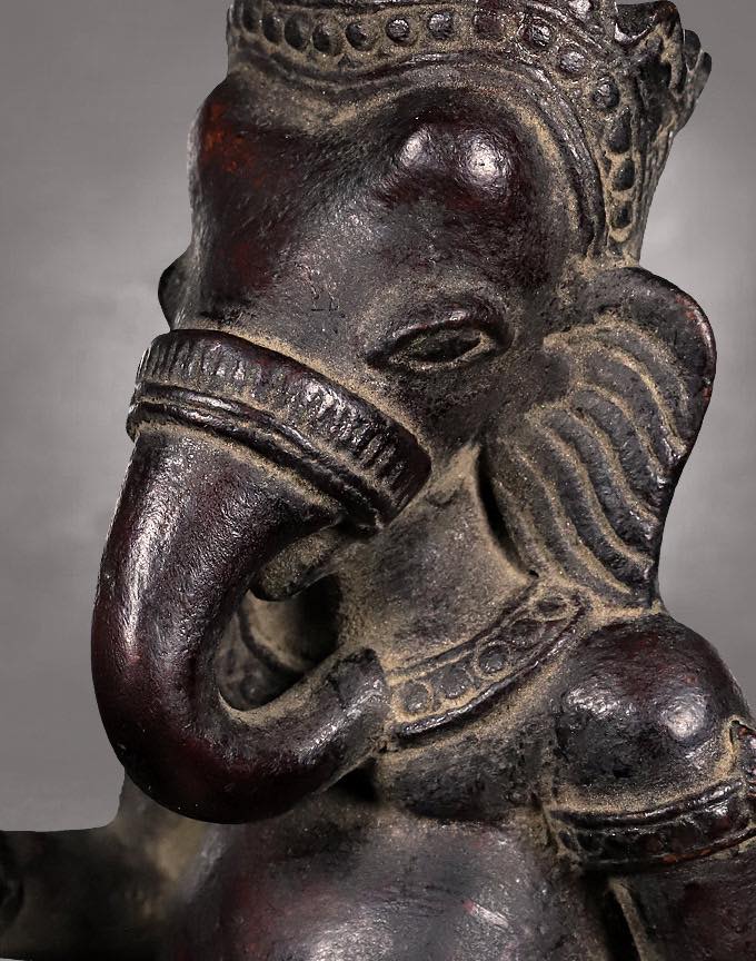 พระพิฆเนศเนื้อไม้แกะลงรักโบราณ